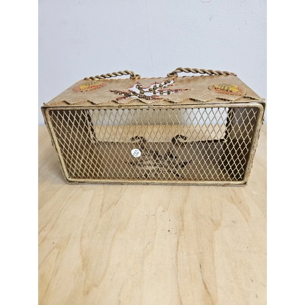 Metal Fall Autumn Leaf Leaves Basket Rustic Harvest Table Decor